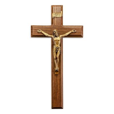 11" Walnut Cross with Museum Gold Finish Corpus