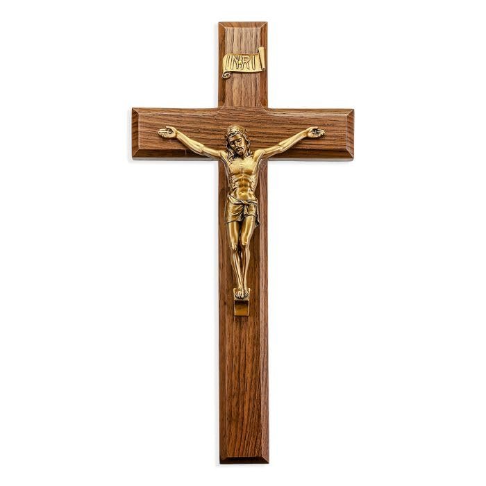 11" Walnut Cross with Museum Gold Finish Corpus