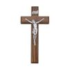10" Walnut Wood Cross with a Fine Pewter Corpus view 1