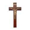 10" Dark Cherry Wood Cross with Museum Gold Finish Corpus view 1