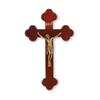 10" Budded Dark Cherry Wood Cross with a Museum Gold Finish Corpus view 1