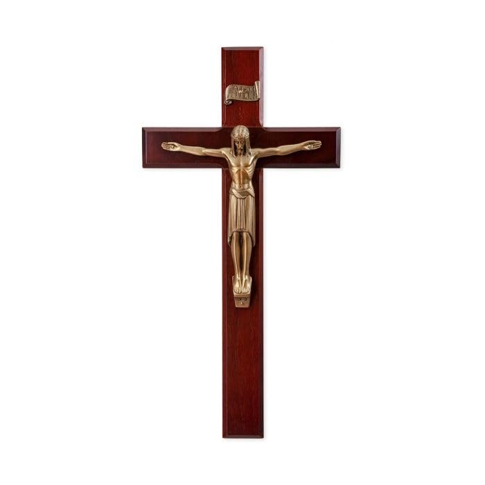 12" Walnut Cross with Museum Gold Corpus
