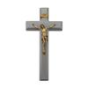 10" Grey Wood Cross with a Museum Gold Tone Corpus view 1