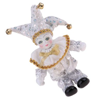 8 inch Porcelain Italian Doll Standing Model Desktop Decoration Collectible White Lovely Poseable Clown Triangel Doll