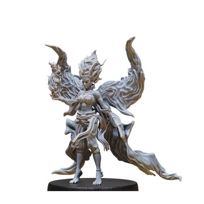 Unpainted DND Young Efreeti Female Sword Miniature Figurine, Tabletop Gaming Collectible, Fantasy World, Ideal Gift for Dungeon Masters and Collectors - Designed by Epic Miniatures
