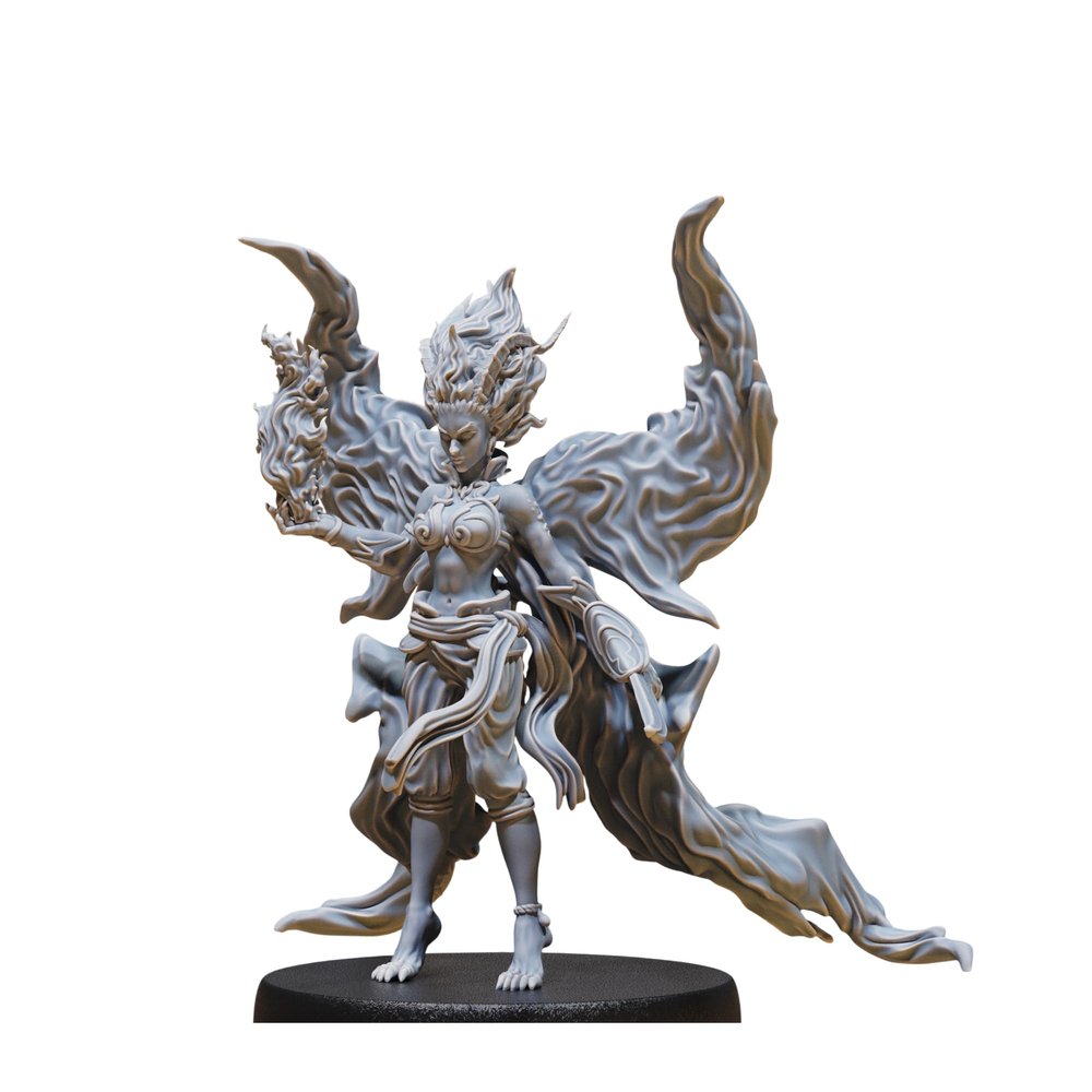 Unpainted DND Young Efreeti Female Sword Miniature Figurine, Tabletop Gaming Collectible, Fantasy World, Ideal Gift for Dungeon Masters and Collectors - Designed by Epic Miniatures