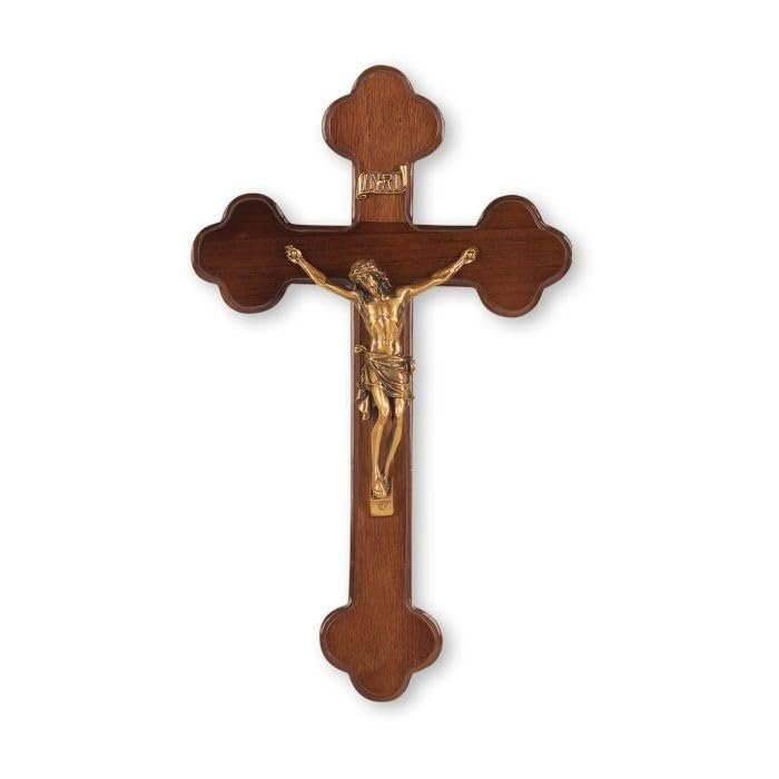 10" Walnut Cross with a Museum Gold Finish Corpus