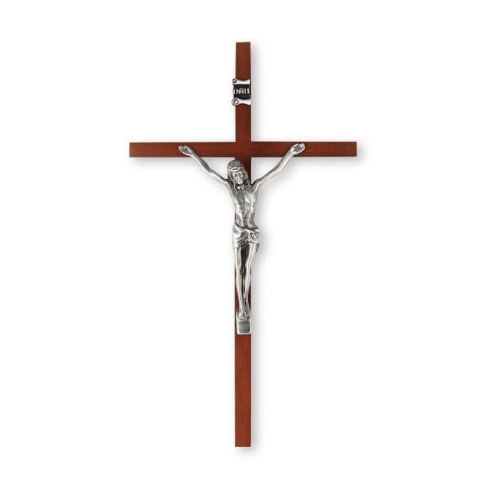 10" Wood Crucifix with Silver Finish Corpus