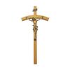 10" Oak Wood Cross with a Museum Gold Finish Corpus view 1