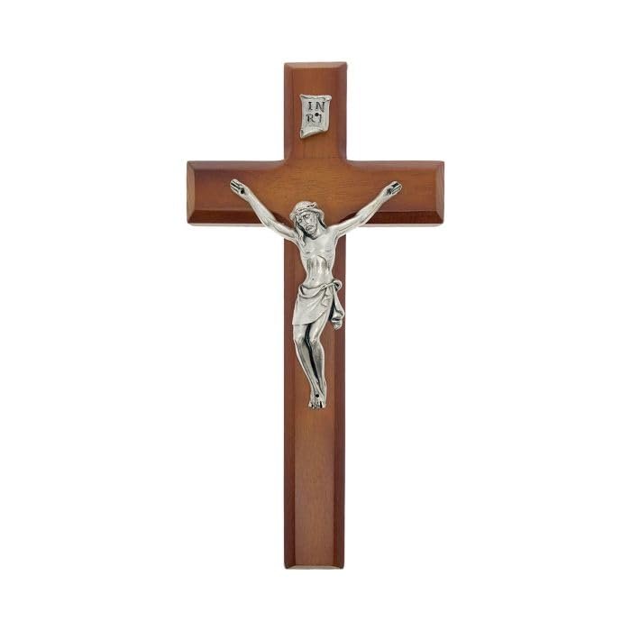 10" Two Tone Cross with Italian Silver Finish Corpus