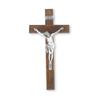 12" Walnut Wood Cross with Antiqued Fine Pewter Corpus view 1