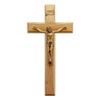 11" Oak Wood Cross with Museum Gold Finish Corpus view 1