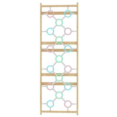 Avenlur Walnut Modular Wall Gym Add-On  Climbing Rings Panel (31.9 W x 94.5 H)  Ring Grid Attachment Walnut 9-in-1