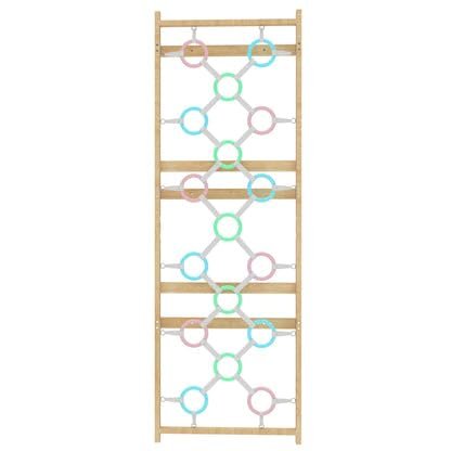 Avenlur Walnut Modular Wall Gym Add-On Climbing Rings Panel (31.9 W x 94.5 H) Ring Grid Attachment Walnut 9-in-1