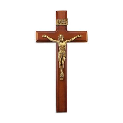 11" Two Tone Cross with Museum Gold Finish Corpus