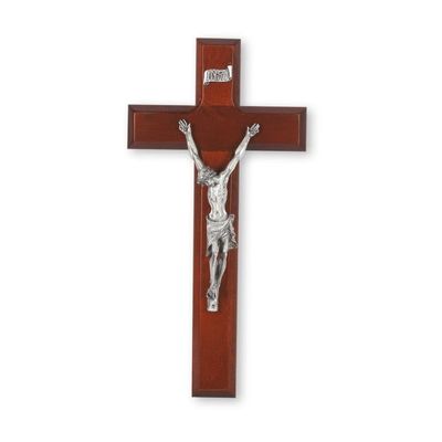 10" Dark Cherry Cross with an Italian Silver Finish Corpus