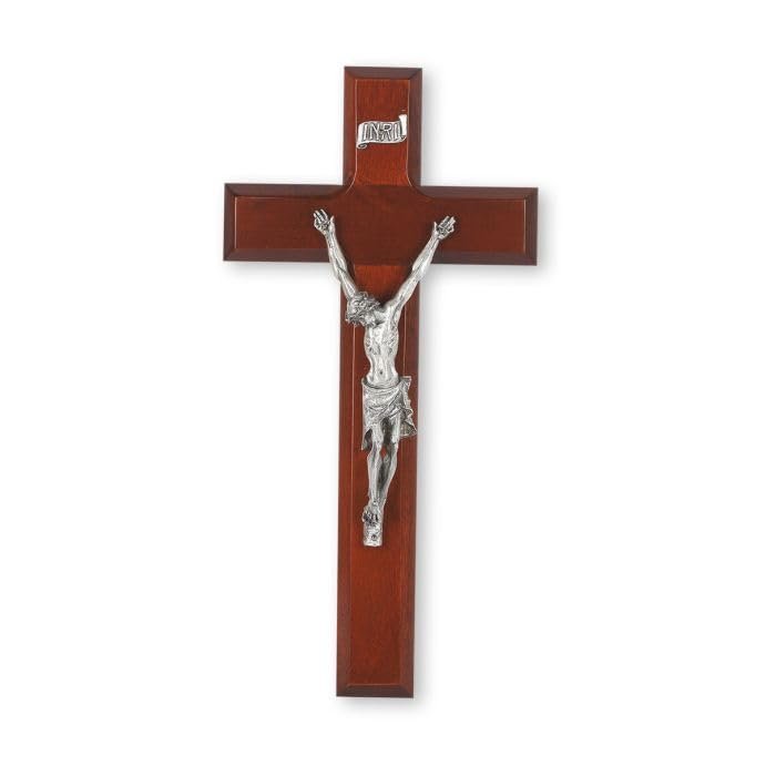 10" Dark Cherry Cross with an Italian Silver Finish Corpus