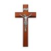 10" Two Tone Wood Cross with a Fine Pewter Corpus view 1