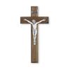 10" Walnut Wood Cross with Fine Pewter Corpus view 1
