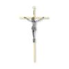 10" Brass Finish Metal Cross with Antiqued Silver Finish Corpus view 1