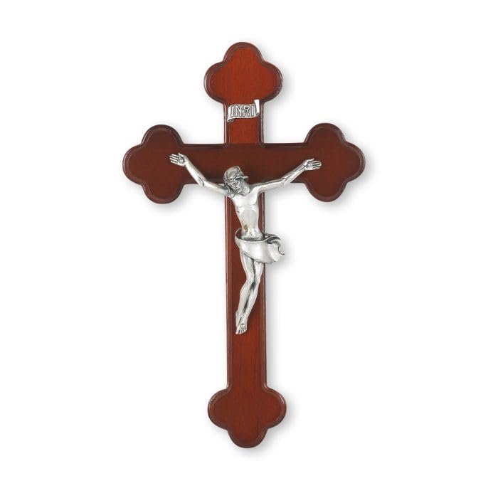 10" Dark Cherry Cross with Italian Silver Finish Corpus