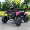 24V 2-Seater Kids Ride-On Truck, Real Metal Frame High Power Electric Car with Parent Remote Control, Spring Suspension, LED Lights, Bluetooth Music, 3-Speed, Dual Storage, Pink view 3