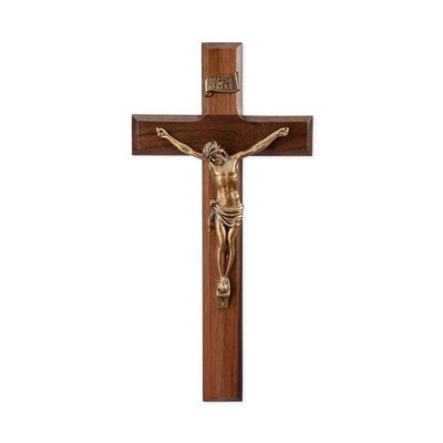 11" Walnut Cross with Museum Gold Tone Corpus