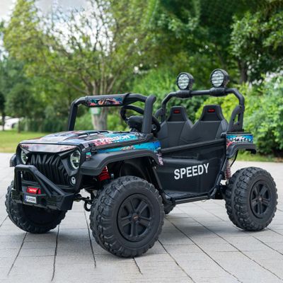 24V 2-Seater Kids Ride-On Truck, Real Metal Frame High Power Electric Car with Parent Remote Control, Spring Suspension, LED Lights, Bluetooth Music, 3-Speed, Dual Storage, Coral Black