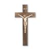 10" Walnut Wood Cross with Museum Gold Finish Antiqued Corpus view 1