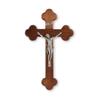 10" Budded Walnut Wood Cross with a Fine Pewter Corpus view 1
