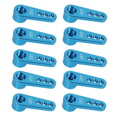 1pcs Or 10pcs 28 5mm 25T Metal Servo Arm Horn Compatible with 1 10 Scale RC Crawler Car Boat and Similar Models(10pcs Blue)