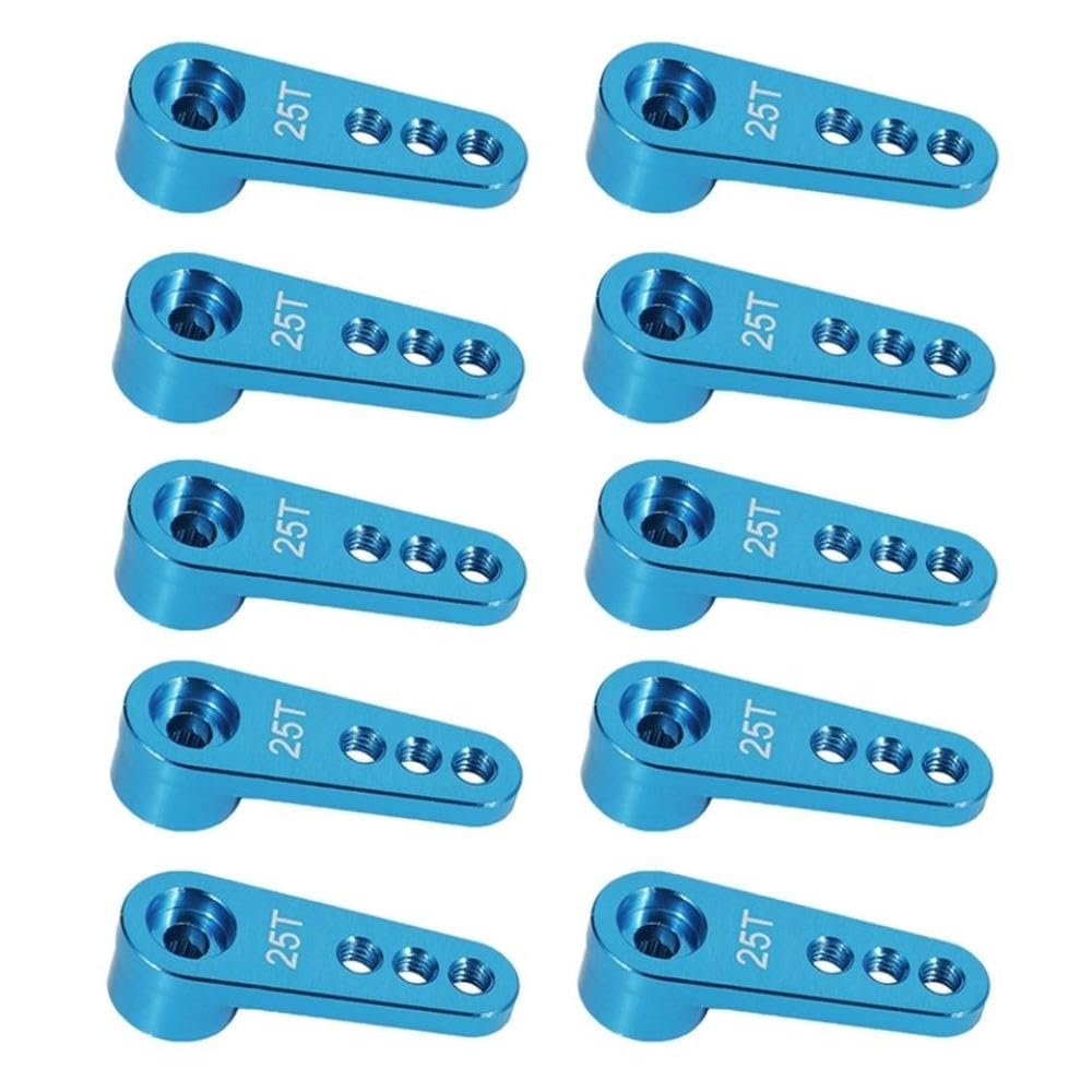 1pcs Or 10pcs 28 5mm 25T Metal Servo Arm Horn Compatible with 1 10 Scale RC Crawler Car Boat and Similar Models(10pcs Blue)