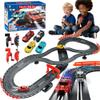 Slot Car Race Track Sets with 4 High-Speed Racing Cars, 2 Control Method Hand-cranked and Electric Generator, Car with Dual Racing Lap Counter Circular Overpass Track Toys Gifts for Kids and Adults view 1
