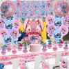 101PCS For Stitch Party Supplies, Birthday Decorations Set Include Banner, Balloons, Stickers, Hanging Swirls, Cake Cupcake Toppers, Tablecloth for Girls Pink Stitch Theme Party view 3
