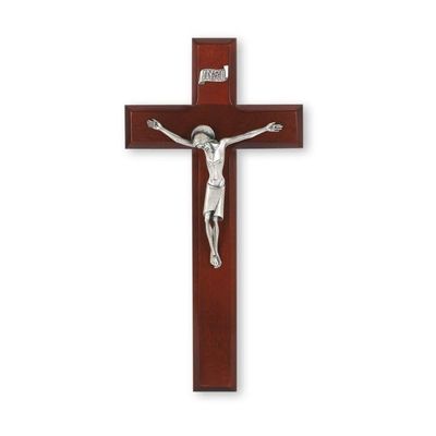 10" Dark Cherry Cross, Italian Silver Finish Corpus