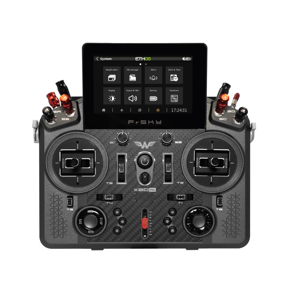 FrSky Tandem X20 PRO AW Radio Transmitter 2.4G & 900M Dual-Band, CNC Metal Shell (Battleship Grey), Built-in TD-ISRM Pro, 24 Channels Professional RC Remote Controller for Airplane Glider