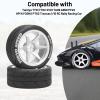1/10 RC On Road Tires and Aluminum Wheels, daitoku 12mm Hex RC Rally Racing Car Tires for Tamiya TT01 TT02 XV01 TA06 A959 PTG2 HPI KYOSHO PTG2 Traxxas - Style B (Silver) view 3
