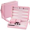 Jerify Travel Backgammon Set Board Games for Adults Portable Backgammon 9.4 x 7.1 inches Leatherette Case Classic Strategy Game for Families Companion Airplane, Camping(Pink) view 1