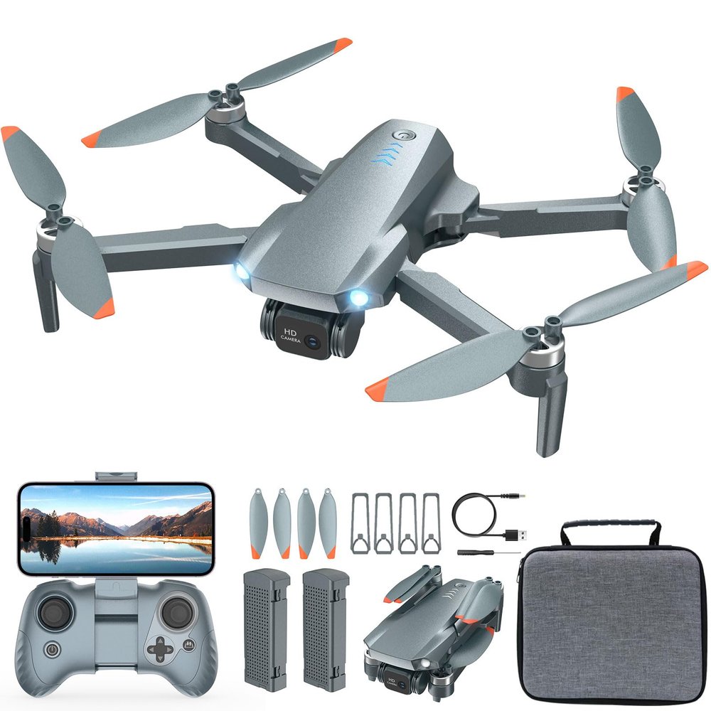 1080P HD FPV Camera Drone - Foldable RC Quadcopter with Real-time FPV Transmission, Headless Mode, 2 Batteries for 30 Mins Flight, Voice Control, Gesture Selfie, FPV Camera Drone for Beginners/Kids/Adults, Beginner Friendly, Portable Travel Case