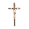 10" Walnut Wood Cross with Museum Gold Finish Antiqued Corpus Crucifix view 1