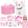 Rolevoria Doctor Kit for Girls, 27 Pcs Veterinarian Playset with Walking Cat Toy, Carrying Bag, Stethoscope & Dress Up Costume, Pretend Play Gift for Kids Toddlers Ages 3 4 5 6 Year Old view 1