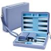 Jerify Travel Backgammon Set Board Games for Adults Portable Backgammon 9.4 x 7.1 inches Leatherette Case Classic Strategy Game for Families Companion Airplane, Camping(Blue) view 1