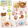 Crelloci Wooden Kitchen Playset for Kids, 45 PCS Pretend Cooking Toy with Velcro-Cutting Food, Pots, Pans & Utensils, Montessori Toddler Cooking Set, Gift for Girls & Boys Ages 3+ view 1