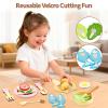 Crelloci Wooden Kitchen Playset for Kids, 45 PCS Pretend Cooking Toy with Velcro-Cutting Food, Pots, Pans & Utensils, Montessori Toddler Cooking Set, Gift for Girls & Boys Ages 3+ view 4