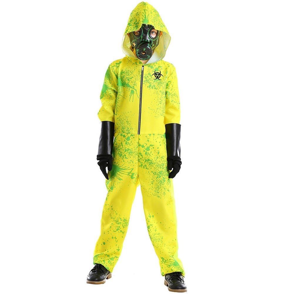 1set Kids Zombie Hazmat Costume Child Toxic Hazmat Cosplay Costume Biohazard Zombie Jumpsuit Halloween Fancy Dress Costume