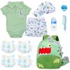 11 Pcs Reborn Baby Doll Clothes Boy Dinosaur Outfit Accessories for 17-22 Inch Reborn Boy Dolls 20 Inch Newborn Baby Boy Clothes Green Accessories with Backpack view 1