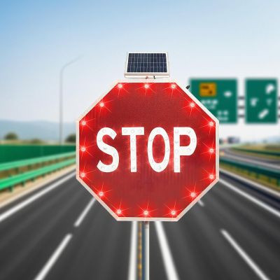 aromaoveite Led Stop, Solar Powered Stop Flashing Traffic, Aluminum Octagonal Road Sign, Durable Metal Frame + Engineering Grade Reflective Film, Rust-Proof Aluminum, Strong Uv Protection, Waterproof