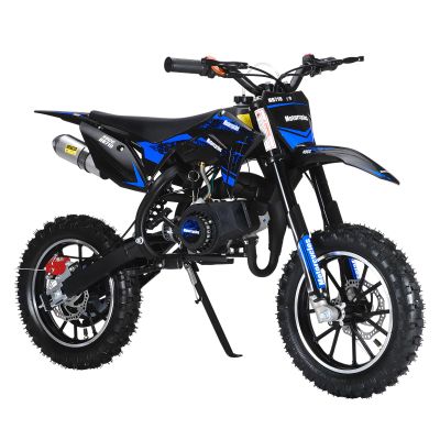 50CC 2-Stroke Kids Dirt Bike, Mini Bike Gas Powered for Kids & Adults Mini Off-Road Motorcycle Gas Pocket Motorcycle with Front Rear Disc Brakes Load 330 LBS for Gifts Outdoor Blue