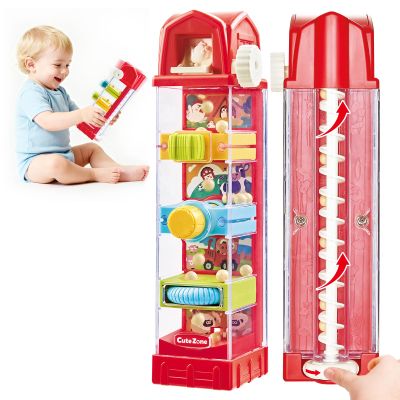 CuteZone Montessori Toys for 2 Year Old Farm Egg Drop Toy with 5 Fine Motor Activities, Cause & Effect Learning Toy for Toddlers 23, Travel Gift for Boys and Girls