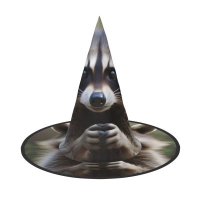 JEKYDOSD Cute Raccoon Print Halloween Hat Spooky Party Accessory, Carnivals Masquerade Balls